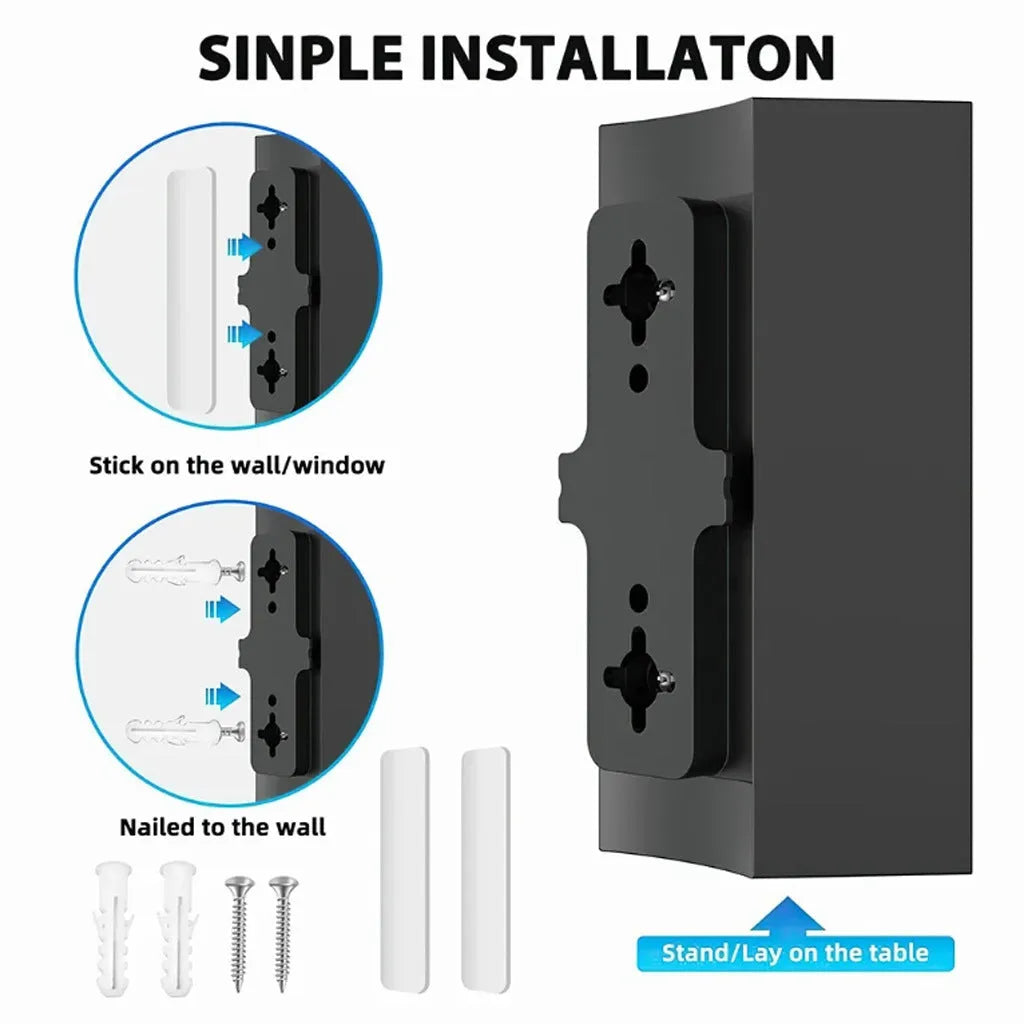 Black digital television antenna with mounting accessories including expansion tubes, screws, and cable ties