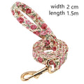 Nylon dog traction rope leash 1.5m x 2cm in small floral beige colour on white background