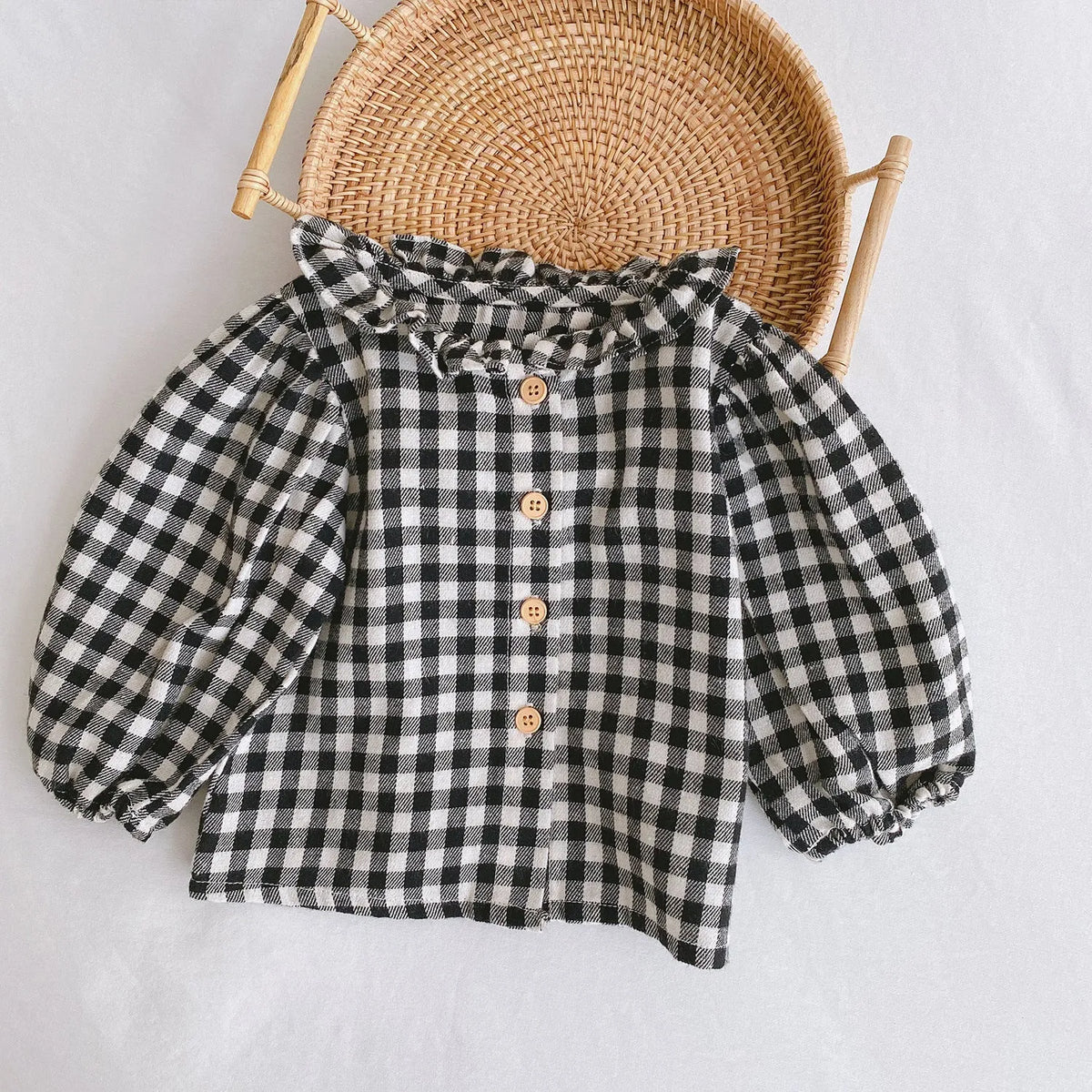 Cotton baby romper with triangle climb design and pleated lotus leaf style for 0-2 year olds