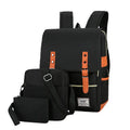 Three-piece business computer backpack in Oxford cloth with curved shoulder straps and multiple compartments