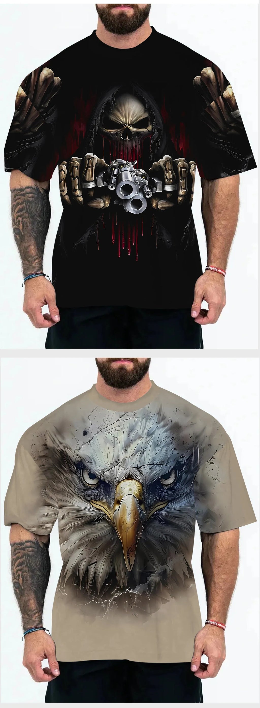 Men's loose fit chemical blend t-shirt with short sleeves in eagle head design