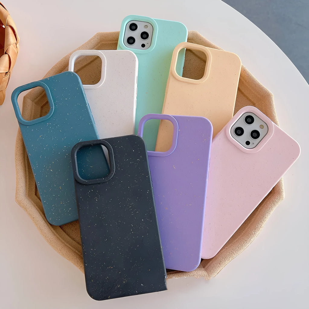 Degradable wheat straw fibre phone case for Apple iPhone models in multiple colours