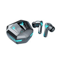 Black wireless in-ear stereo headset with Bluetooth 5.0 for sports and gaming