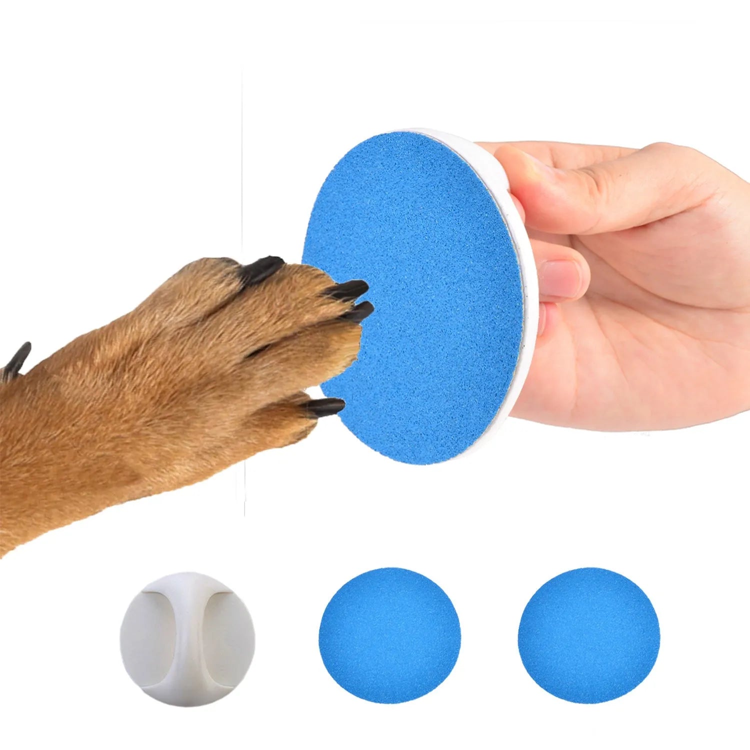 Square-shaped dog nail scratch board with ergonomic handle in choice of colours.