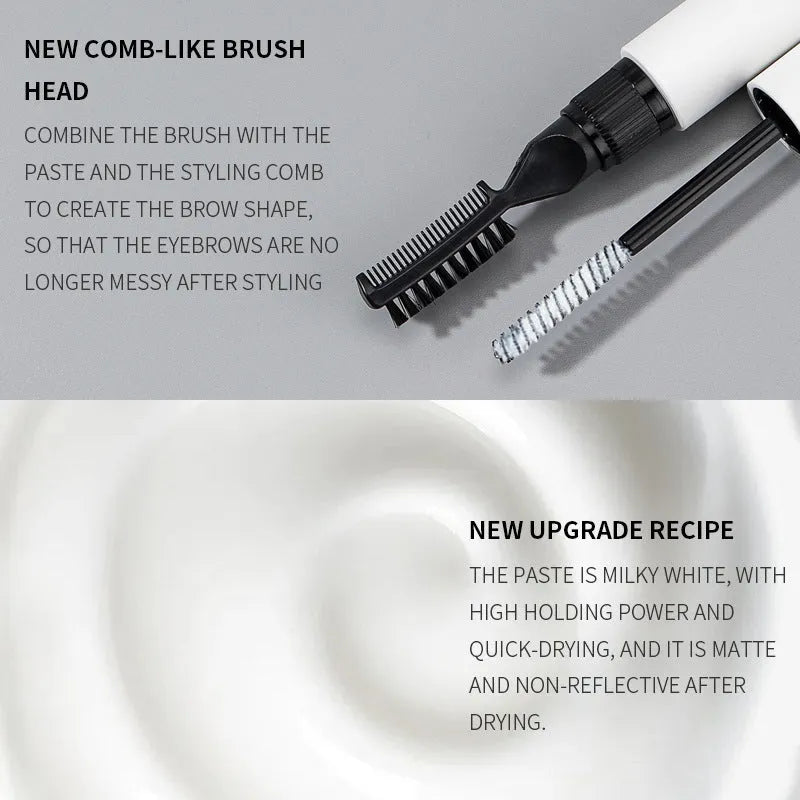 Eyebrow shaping brush and glue set with one brush application for natural eyebrow styling