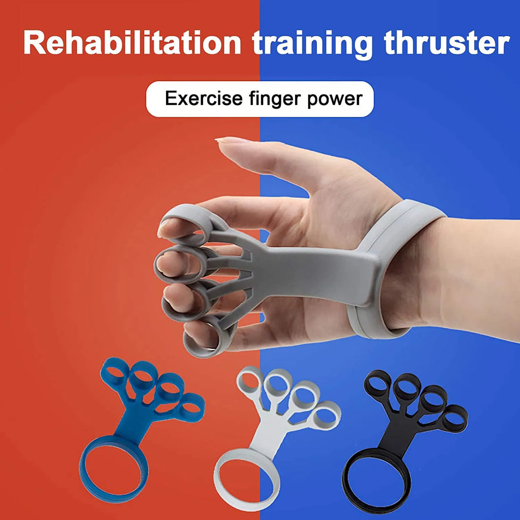 Silicone finger puller hand grip trainer in black with finger slots, 24g weight