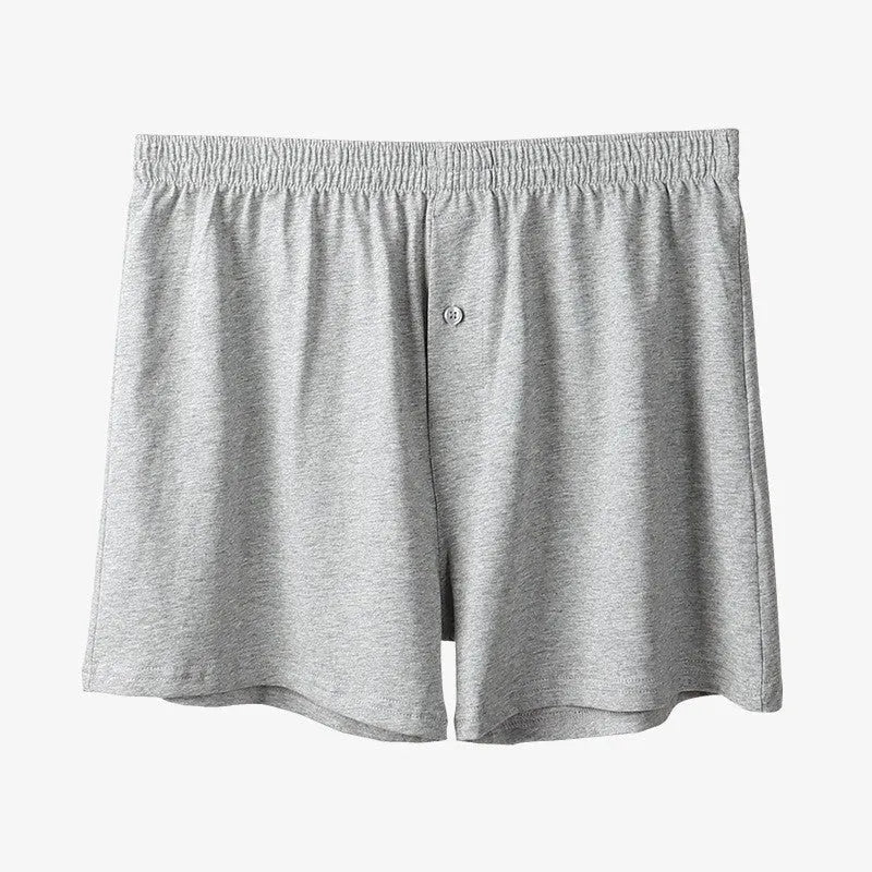 Men's loose cotton boxer shorts in solid colours with high waist design