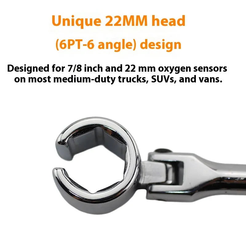 22mm hexagonal oxygen sensor removal tool with bright chrome finish and 270mm length