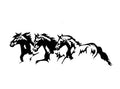 Three Horses steed design car decal sticker in black, measuring 25cm by 8cm