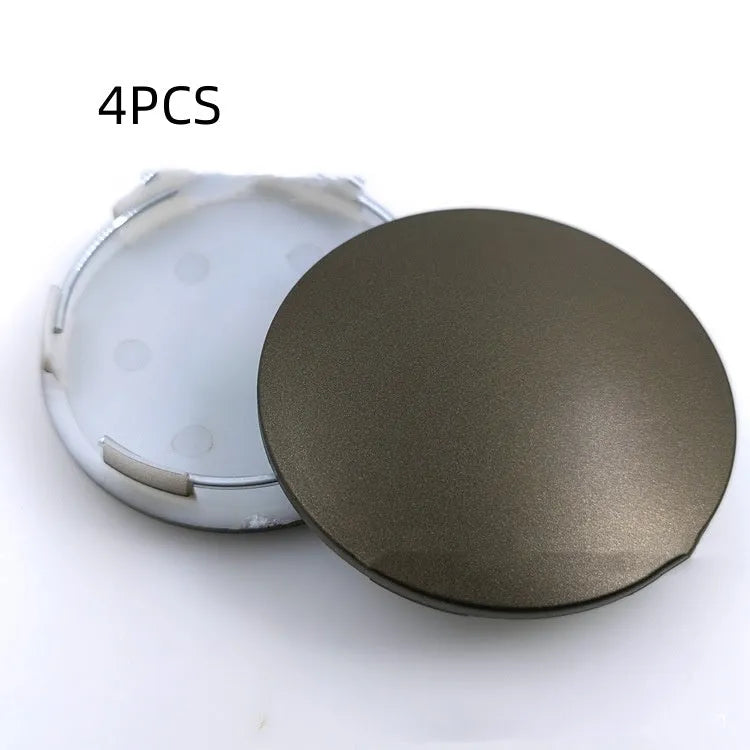 65mm diameter ABS plastic car hub centre cover in antique copper finish with aluminium label.
