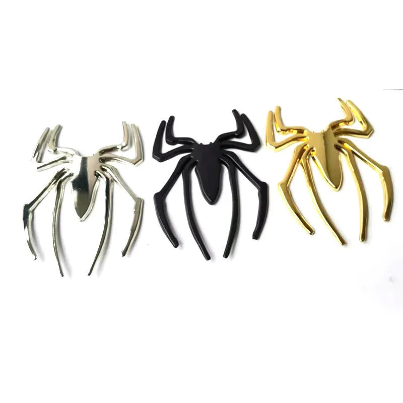 Zinc alloy three-dimensional metal spider bumper sticker in gold colour