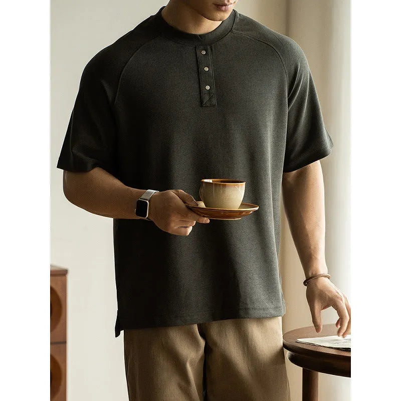 Women's casual terry fabric top with raglan sleeves in smoky grey colour