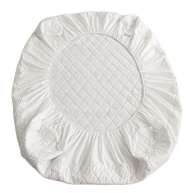 Diamond quilted bamboo fibre waterproof mattress protector fitted sheet and pillowcases set.