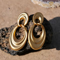 Women's French retro double circle earrings with U-shaped design in quicksand copper finish
