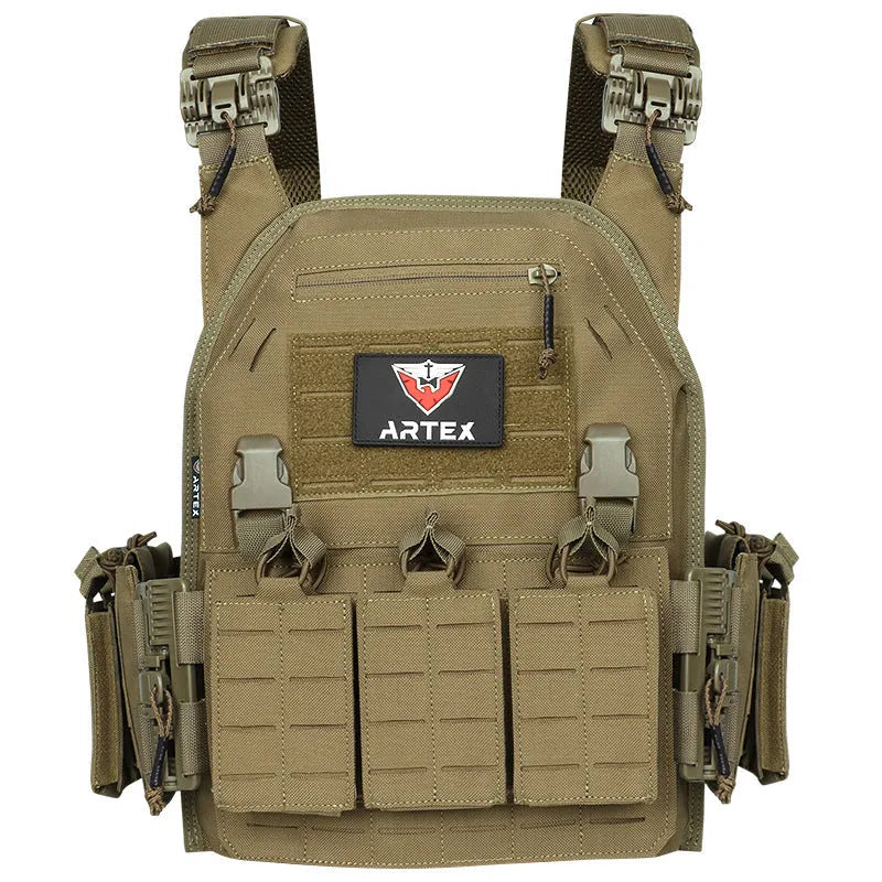 Artex multi-functional tactical vest in camouflage colour with quick release system for outdoor use