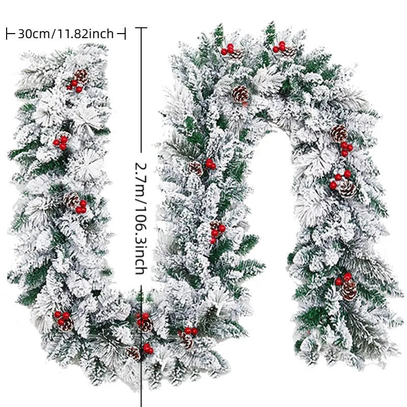 Snow-flocked Christmas rattan vine decoration in three length options