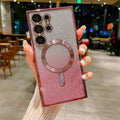 TPU magnetic gradient glitter phone case for Samsung S23 Ultra in gradient flash finish showing rainbow colours