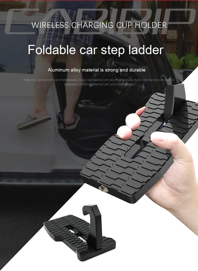 Foldable aluminium alloy car door step ladder auxiliary pedal for roof access and luggage loading