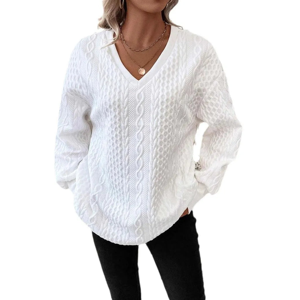 Loose fit long sleeve polyester T-shirt with 3D pattern in milky white
