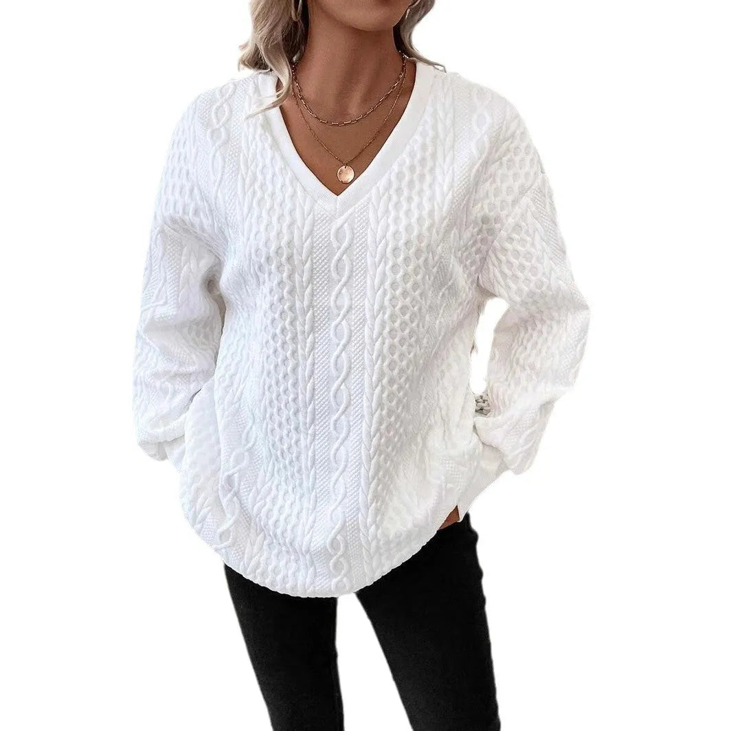 Loose fit long sleeve polyester T-shirt with 3D pattern in milky white