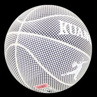 Glowing luminous fluorescent basketball with reflective effect for night games, white and colourful design