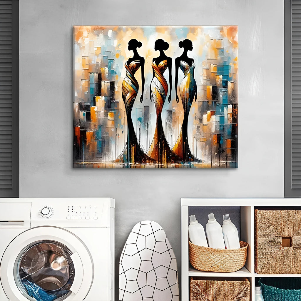Large abstract handmade oil painting of African woman on canvas for modern home decoration