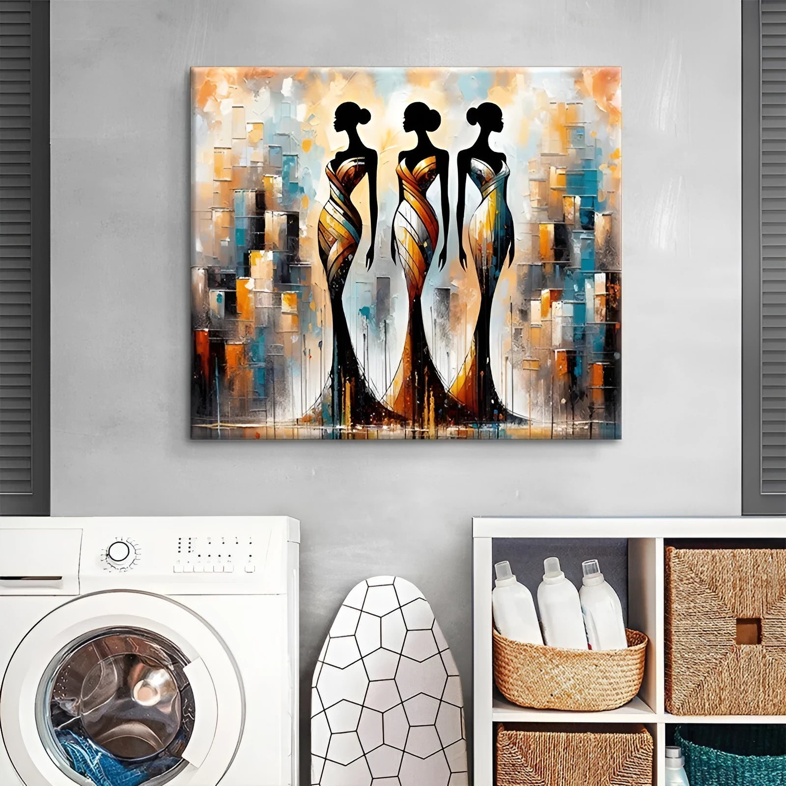Large abstract handmade oil painting of African woman on canvas for modern home decoration