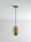Minimalist Nordic chandelier light fitting in clear, cognac, or smoky grey colour measuring 16cm diameter by 20cm height
