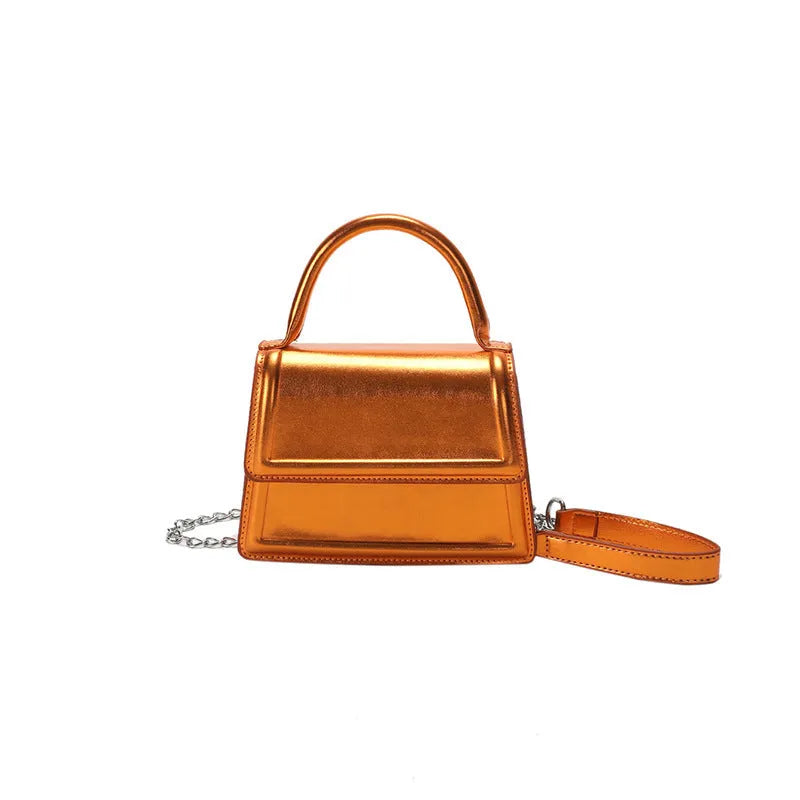 PU leather retro crossbody shoulder bag in horizontal square shape with sewing line details