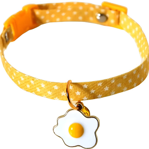 Adjustable pet collar with metal bell pendant and fabric bow tie decoration in choice of colours