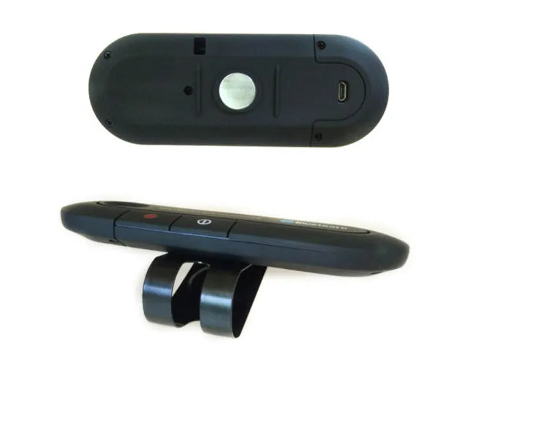 Car sun visor mounted Bluetooth handsfree device with music player in black, blue, or red colours