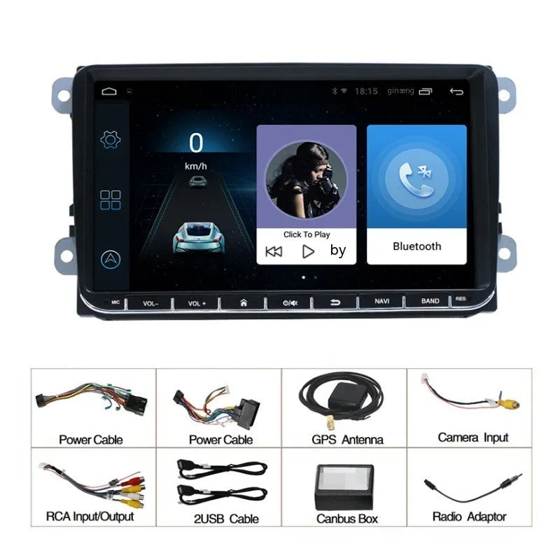 9-inch Android car stereo with touchscreen for Ford vehicles, showing wireless CarPlay interface