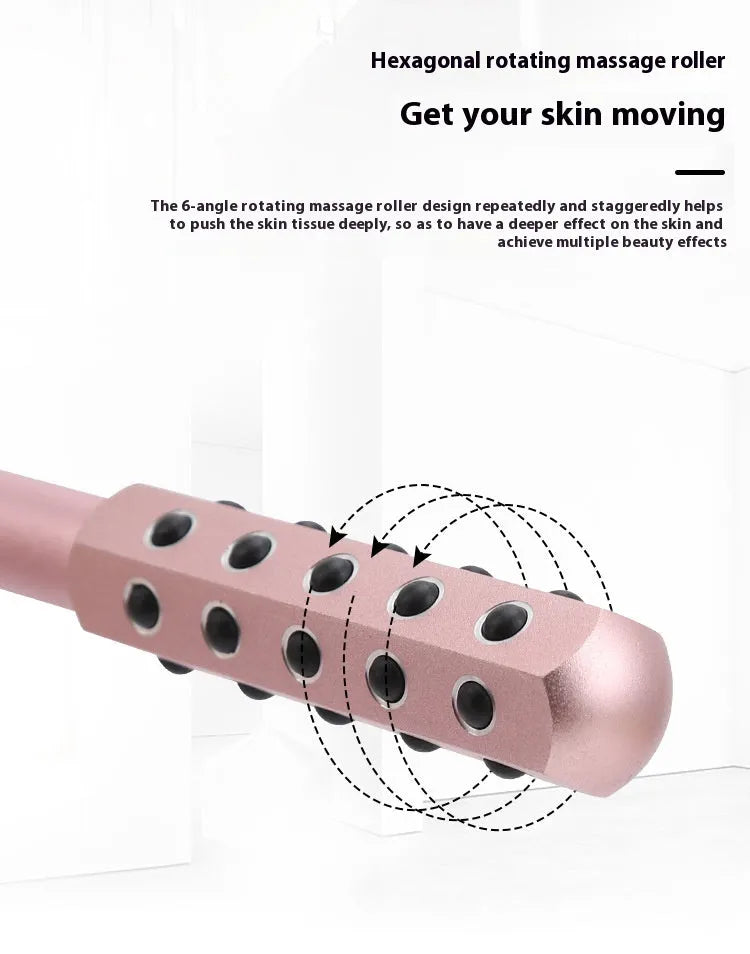 Germanium particles facial massage roller in purple colour, approximately 193mm long