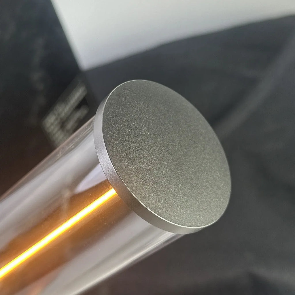 Modern white LED light strip with glass and magnetic base for USB charging