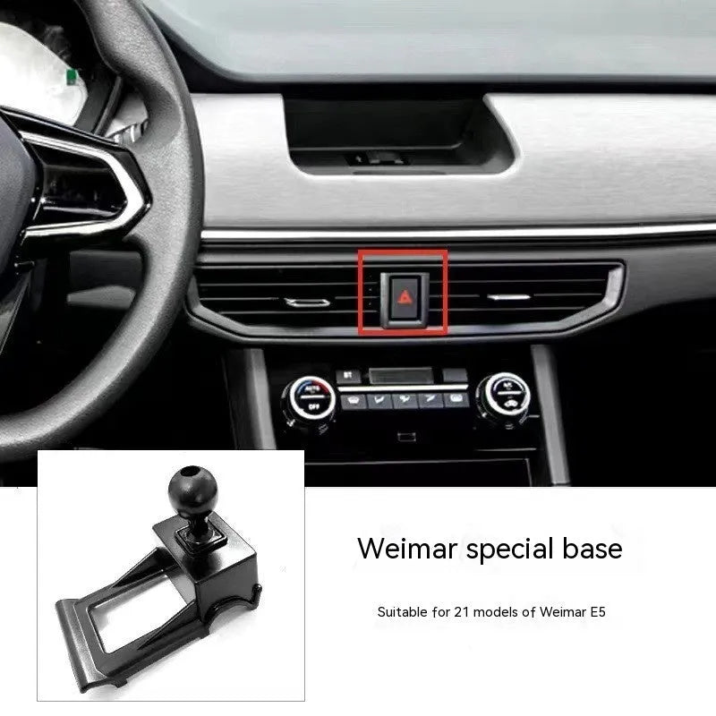 Goodway dashboard car phone holder with 360-degree rotation joint on a snap-on base.
