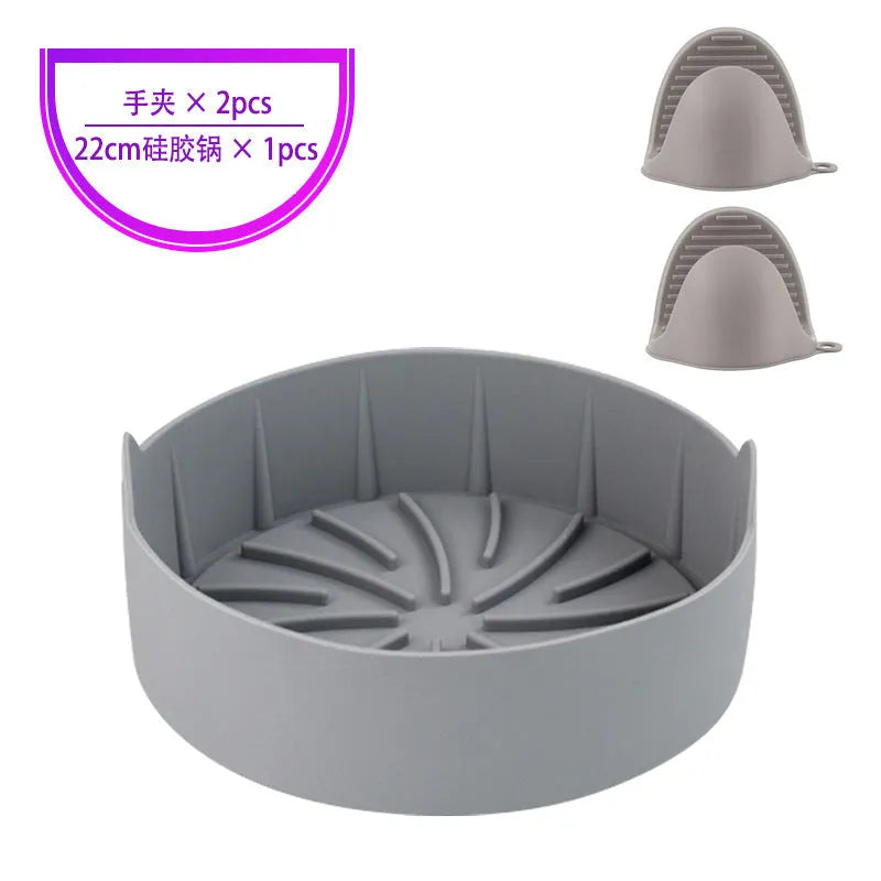 Reusable round silicone liner for air fryer 19cm nonstick BPA free dishwasher safe grey