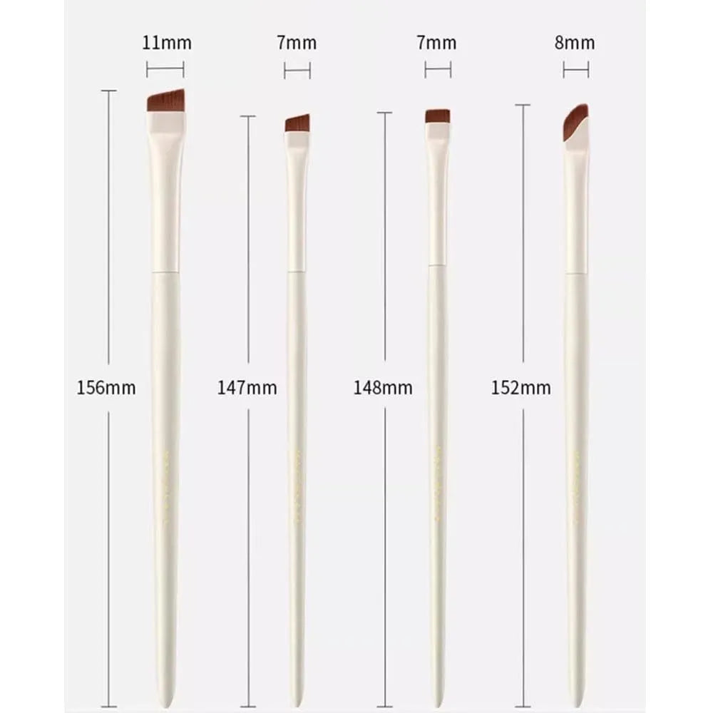 Four angled ultra-thin eyeliner and brow brushes in a leather case.