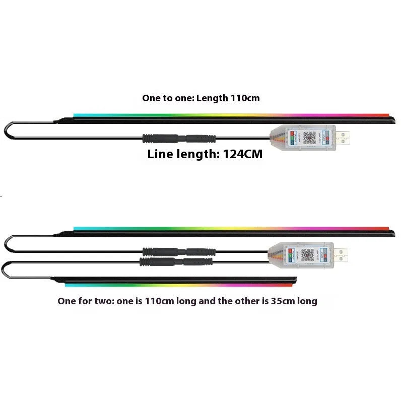 USB LED acrylic car ambience light with magic colour APP remote control and 12V plug-in for all car models