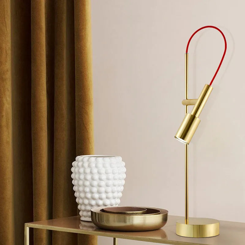 Rotating wrought iron bedside table lamp with G9 5W light source, available in sand black, sand nickel, or natural copper.