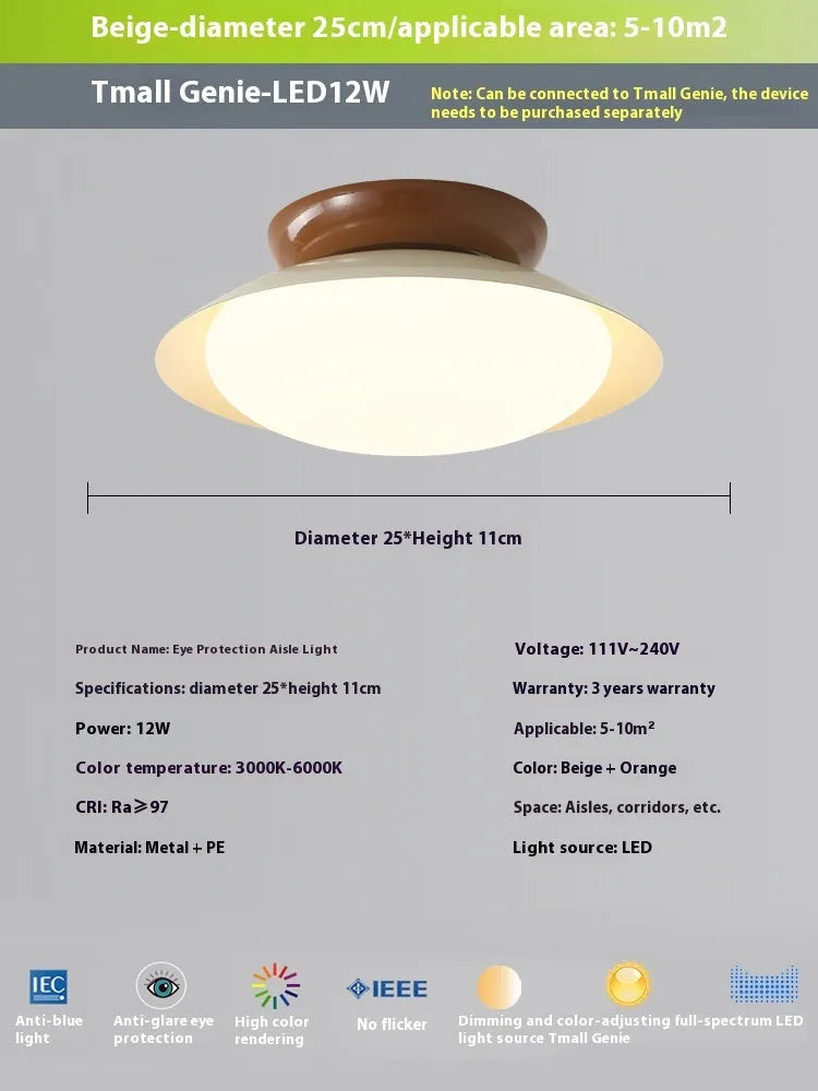 Modern minimalist flying saucer ceiling lamp in cream style with iron shade and three-colour lighting