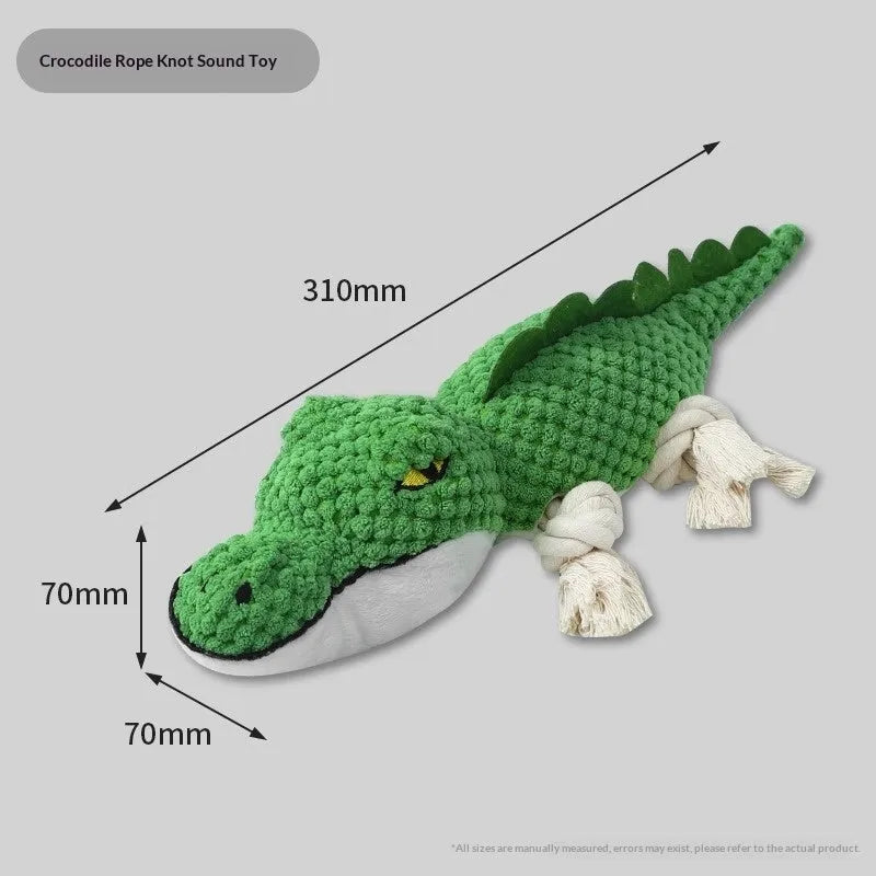 Chewing teeth-cleaning plush pet toy with sound PVC material in crocodile style for dogs