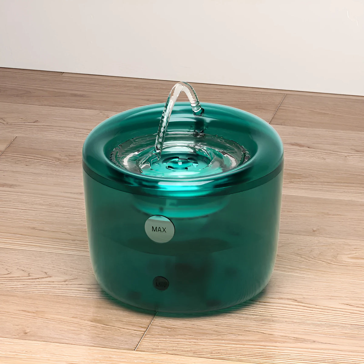 Grey automatic pet water fountain with circulating filter and induction outlet for cats and dogs