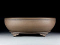 Large handmade oval purple sand flowerpot measuring 50cm length for indoor plant display