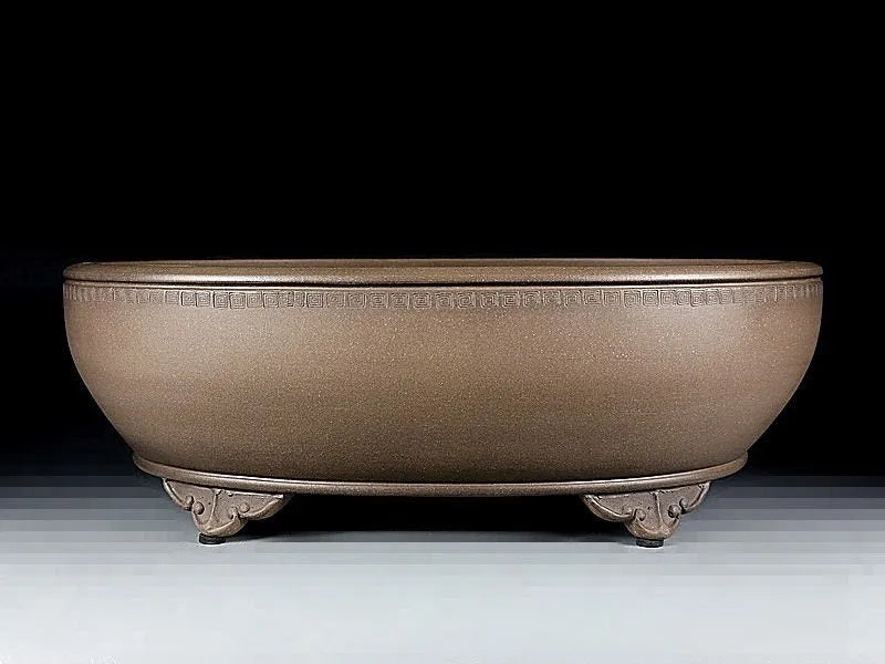 Large handmade oval purple sand flowerpot measuring 50cm length for indoor plant display