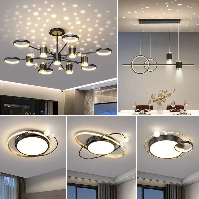 Black iron pendant chandelier with 13 light heads and an adjustable suspension cord.