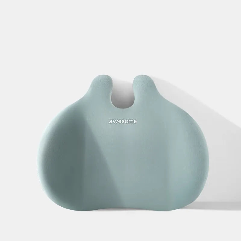 Cow head automotive pillow set showing headrest and lumbar pillows in coordinating colours