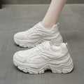 Women's thick bottom breathable tennis shoes with cross shoulder straps in beige and black, sizes 35 to 40