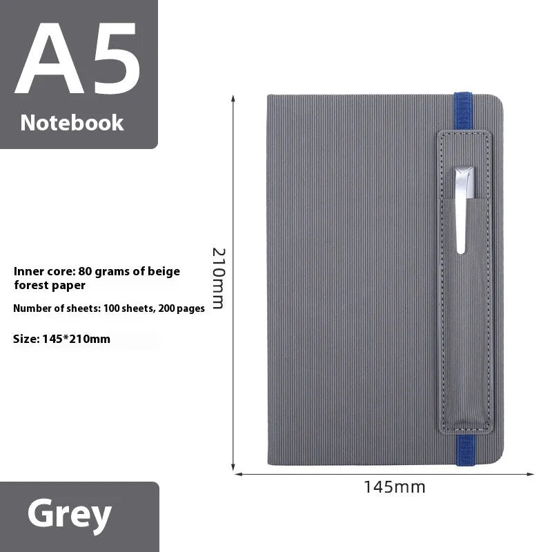A5 faux leather notebook with 200 pages of Dorian paper, wired binding, blue cover