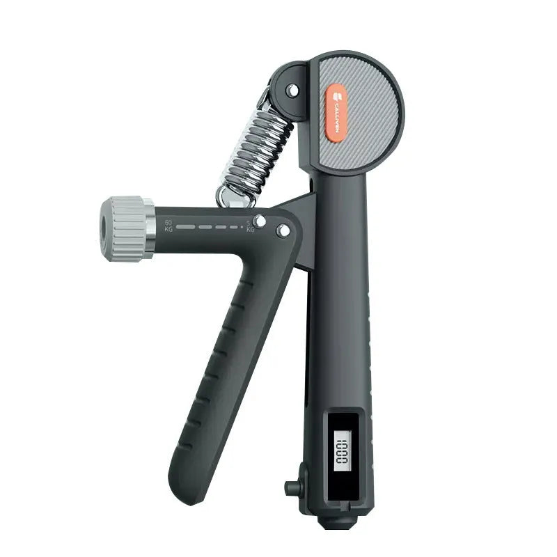 Adjustable spring hand grip strengthener in ABS plastic for home fitness and massage.
