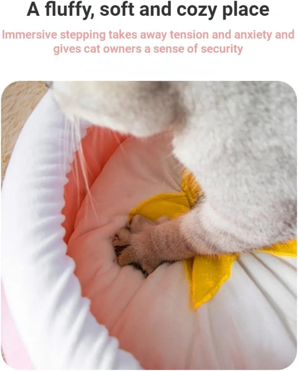 Honey pot magic shape cat bed with removable pad in pink or yellow for small cats and dogs